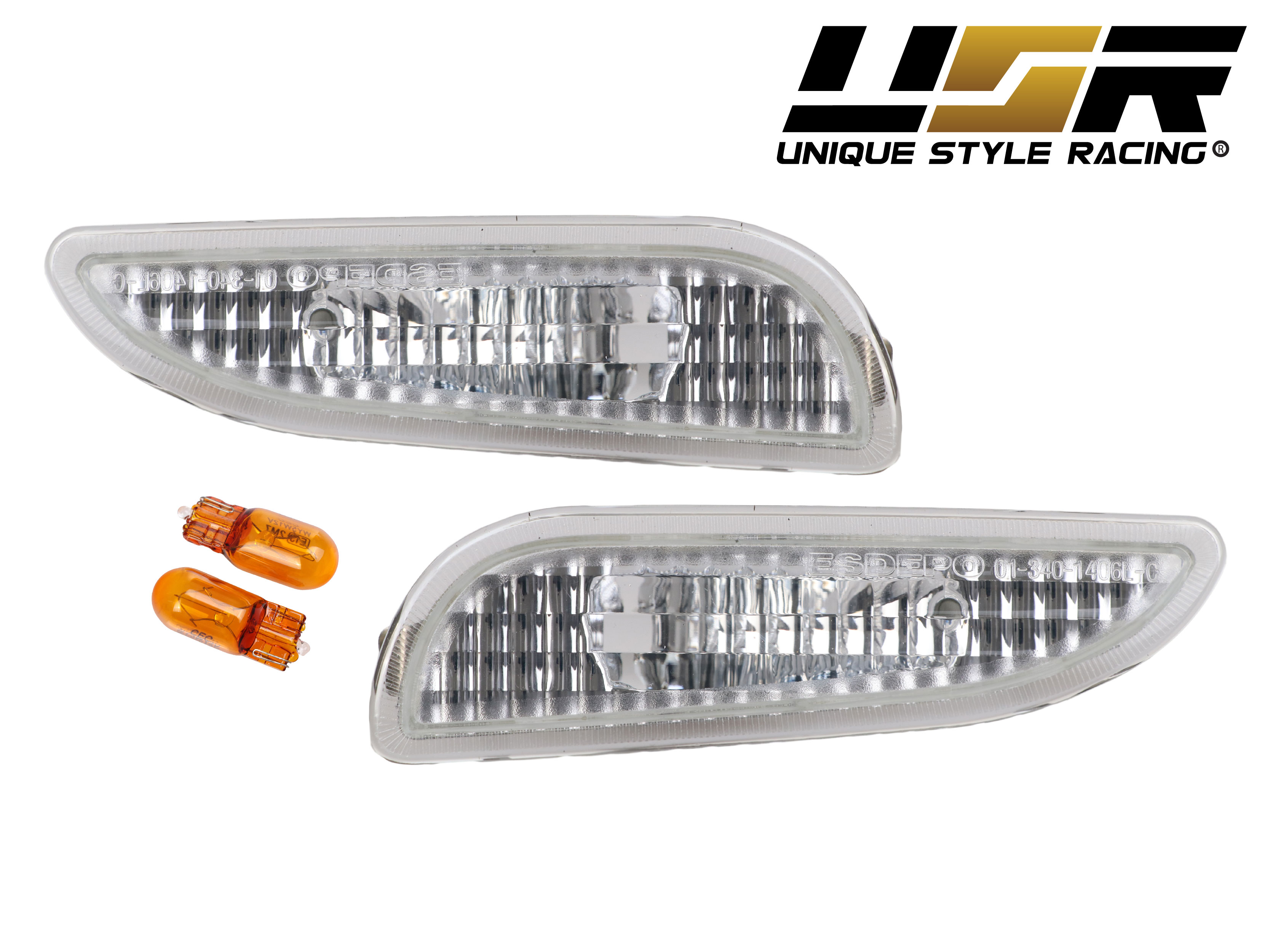 Clear Front Bumper Side Marker Lights Pair For 2003-2009 Mercedes